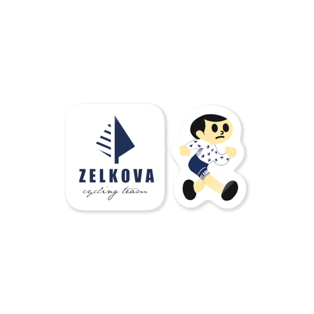 ZELKOVA cycling teamの飛び出しゼルコバ坊や&ロゴセット ステッカー