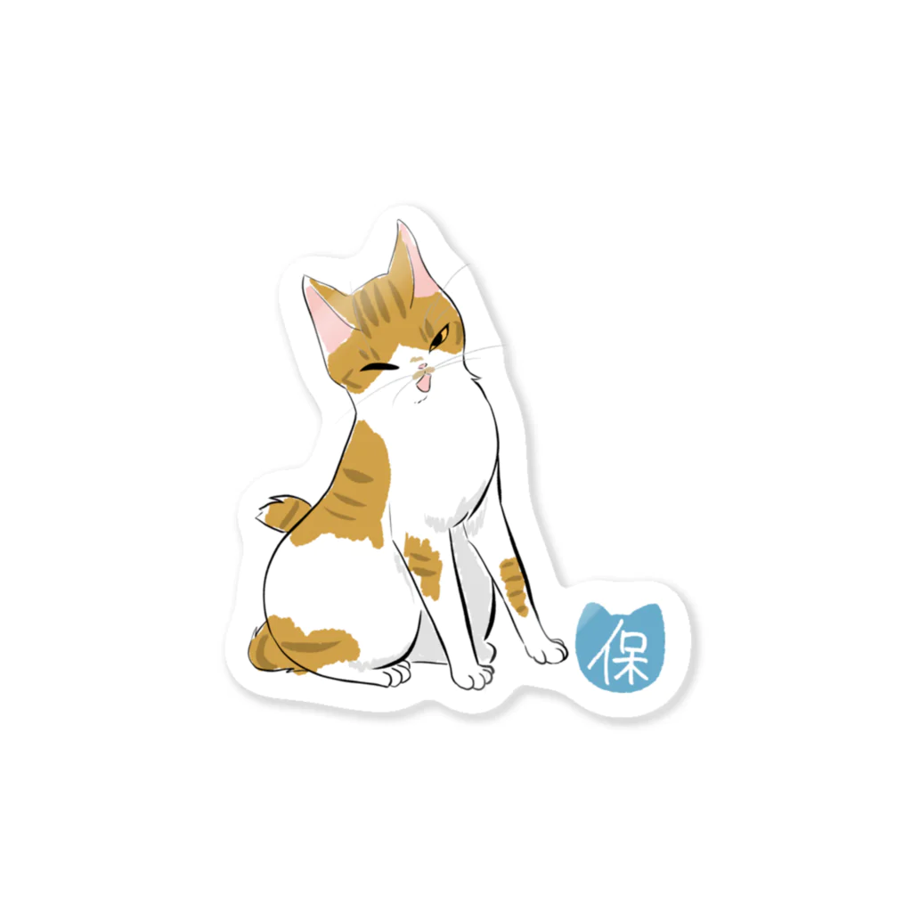 保護猫活動の支援のためのグッズ制作のトラ白 Sticker