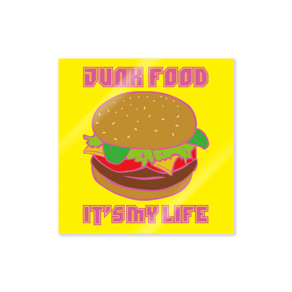 HSMT design@NO SK8iNGのJUNK FOOD IT'S MY LIFE YELLOW ステッカー