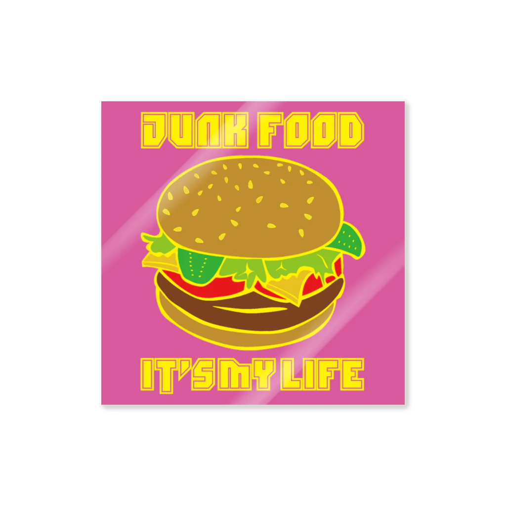 HSMT design@NO SK8iNGのJUNK FOOD IT'S MY LIFE PINK Sticker