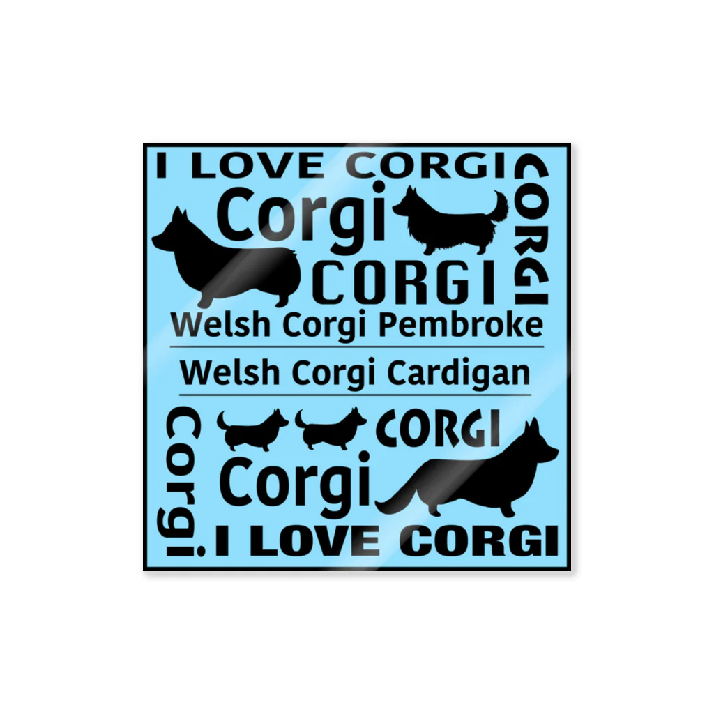 5corgisのI LOVE CORGI ステッカー