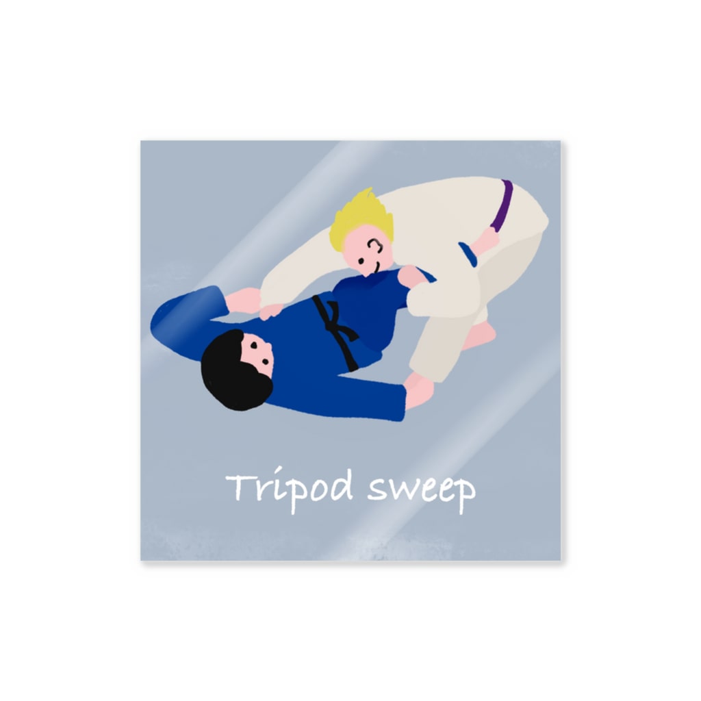 柔術イラストレーションのBJJ Tripod sweep Sticker