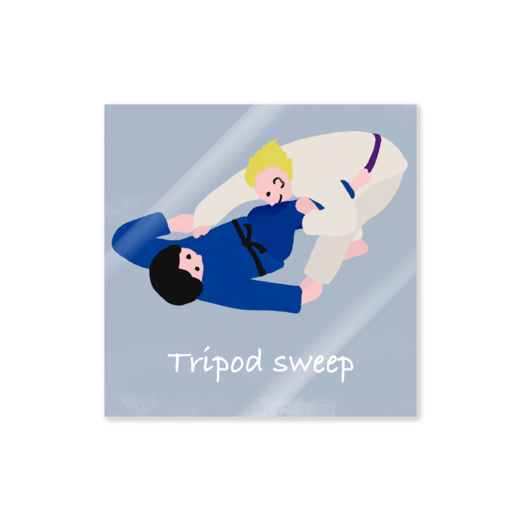 柔術イラストレーションのBJJ Tripod sweep ステッカー