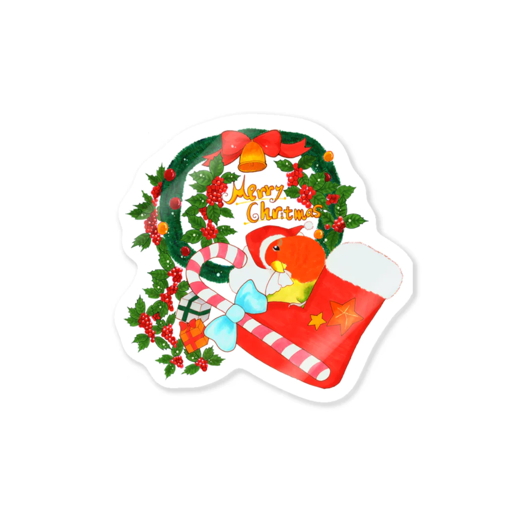 【コザクラインコ】オピーチョのお店の【コザクラインコ】クリスマスオピーチョ Sticker