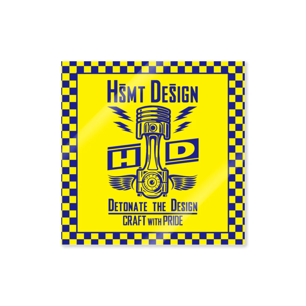 HSMT design@NO SK8iNGのHSMT design PISTON EYE&WING YELLOW BLUE CHECK ステッカー