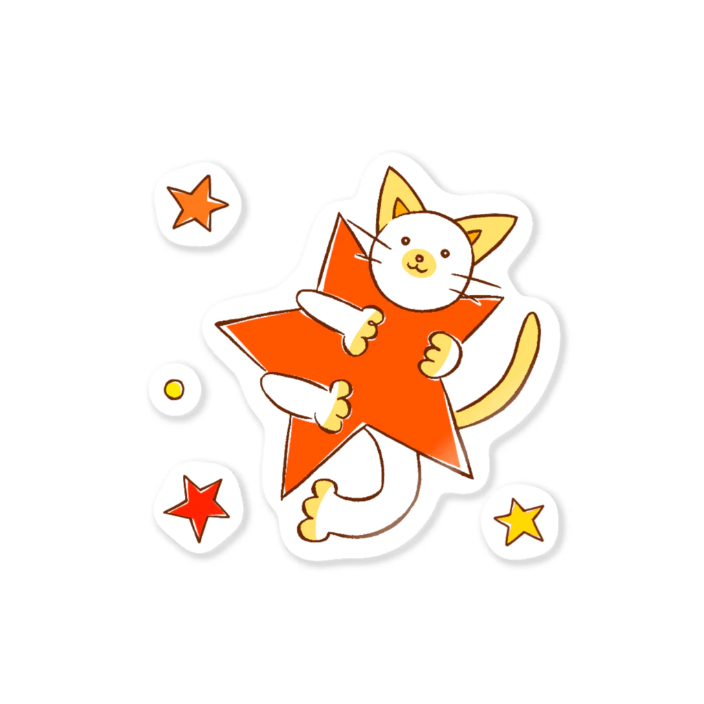 menonokkaの紙ペラにゃんこ お星さま Sticker