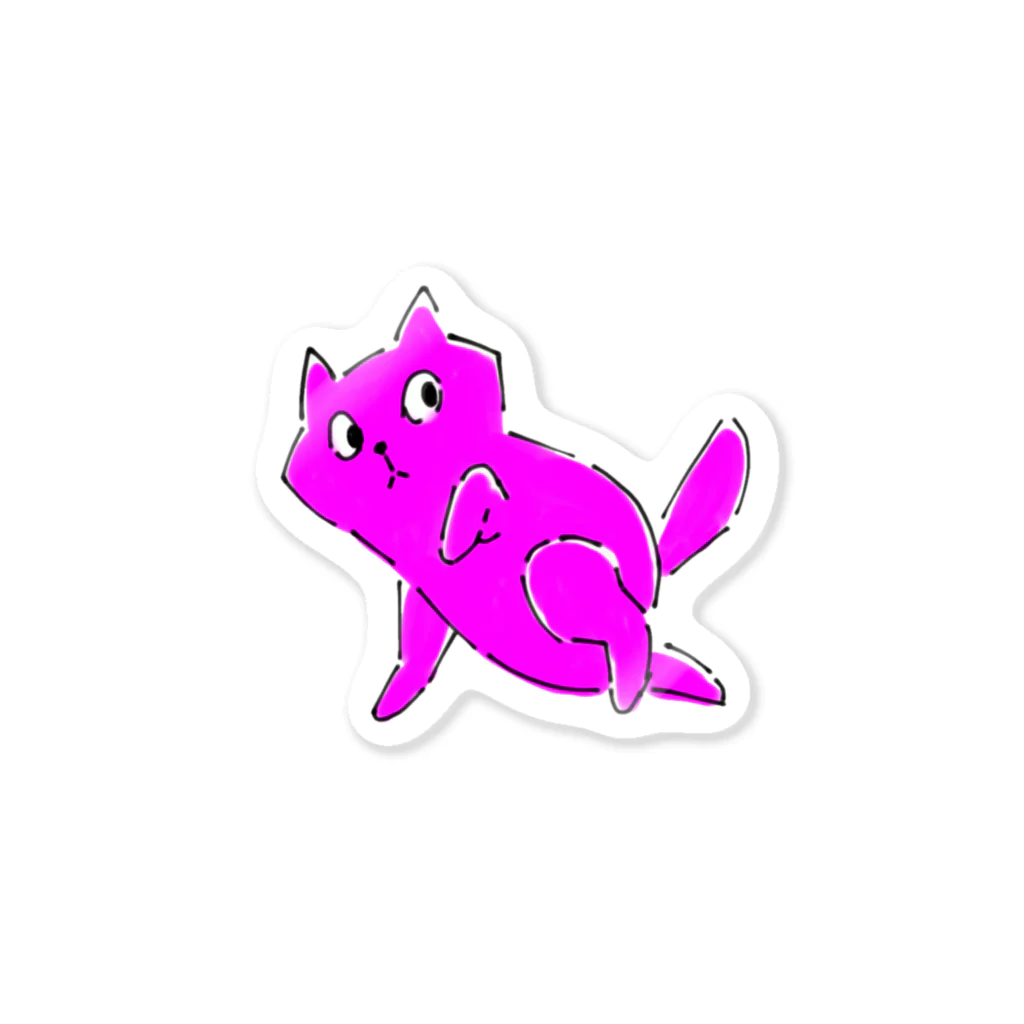 谷縞のピンク猫 ステッカー