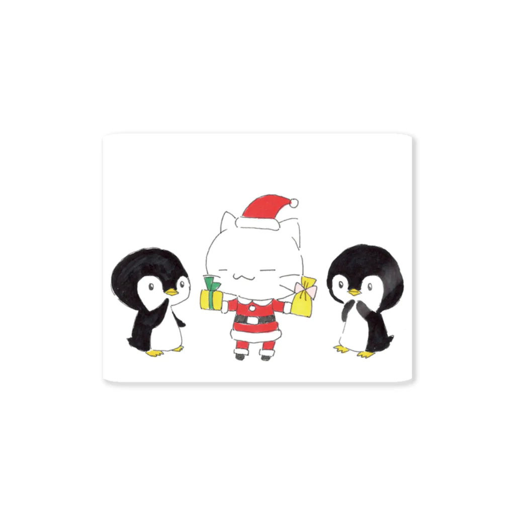 とらねこカフェのサンタとペンギン Sticker