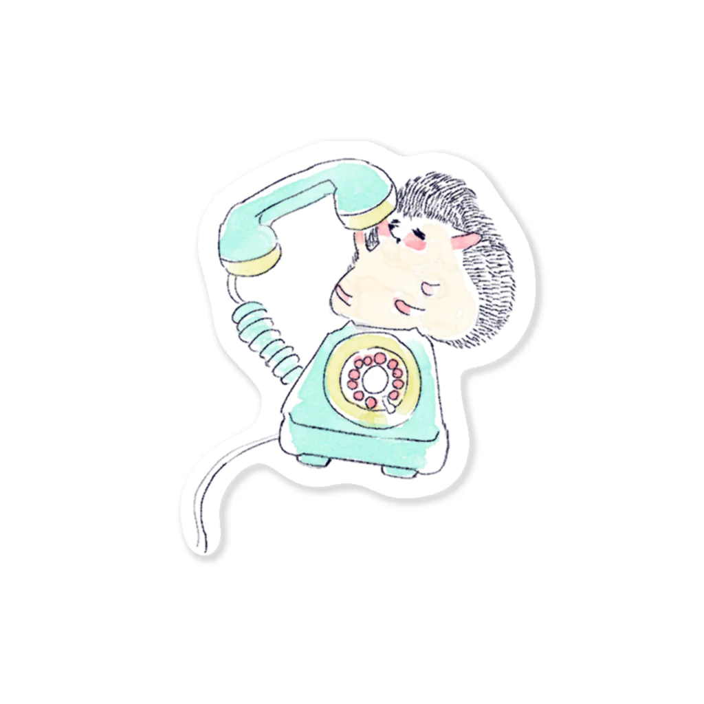 浅山しおん（ハリネズミのソフィー）のオリジナル　ハリネズミのソフィー、ダイヤル式電話をかける。 Sticker