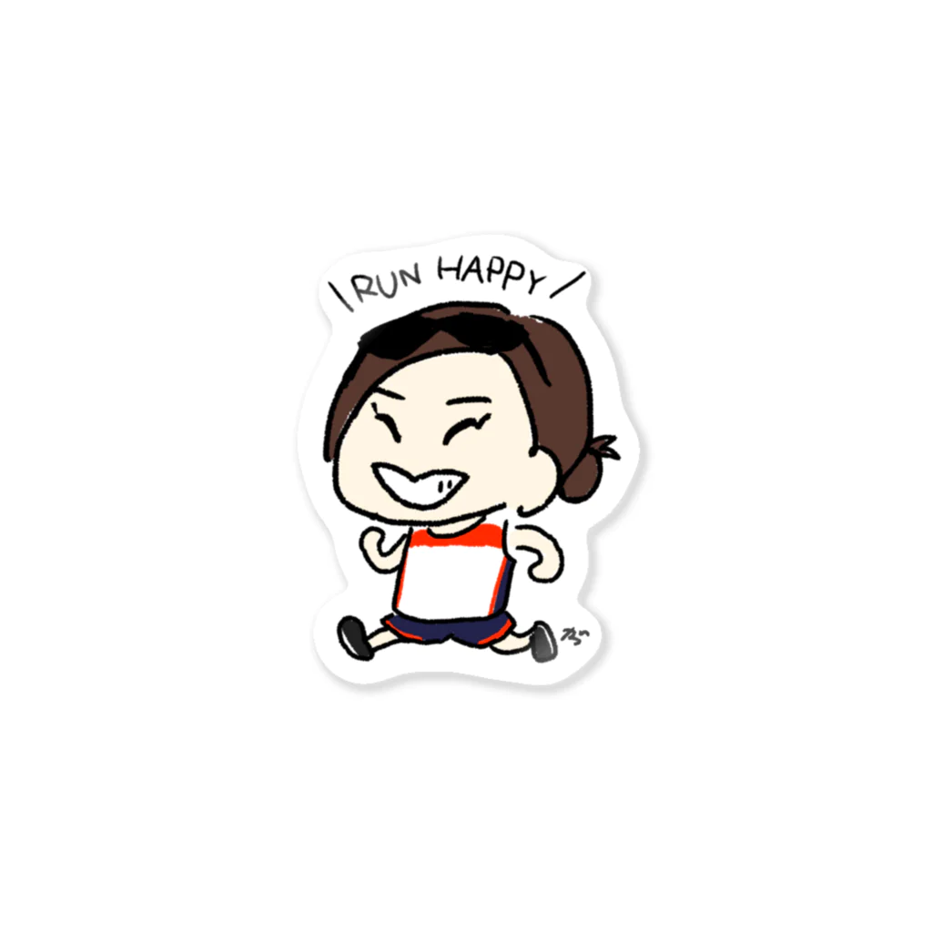 shimo部SUZURIofficialの下門美春RUN HAPPYステッカー Sticker