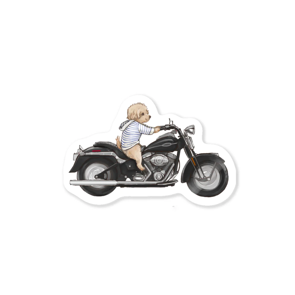 うさくら堂のバイクとプードルちゃん Sticker