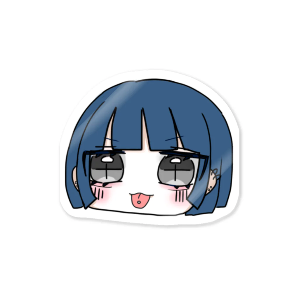 柚子音の蒼髪少女(ピアス) Sticker