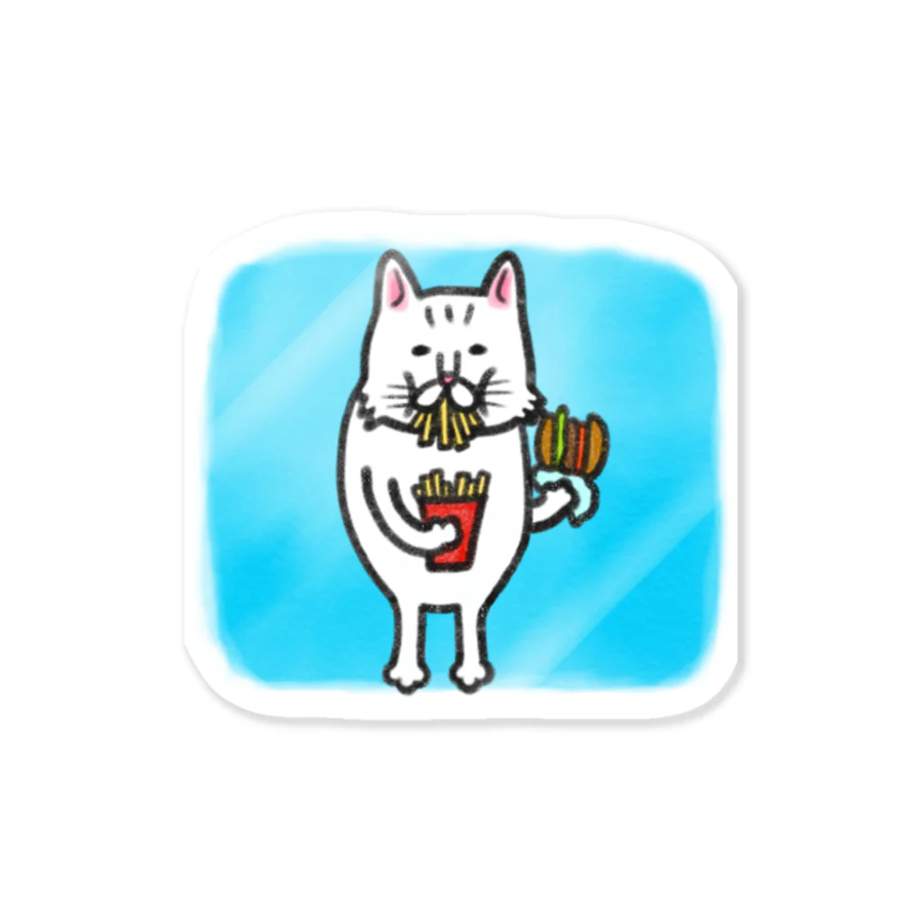 ファンシーショップ Torinikuの白猫ハンバーガー Sticker