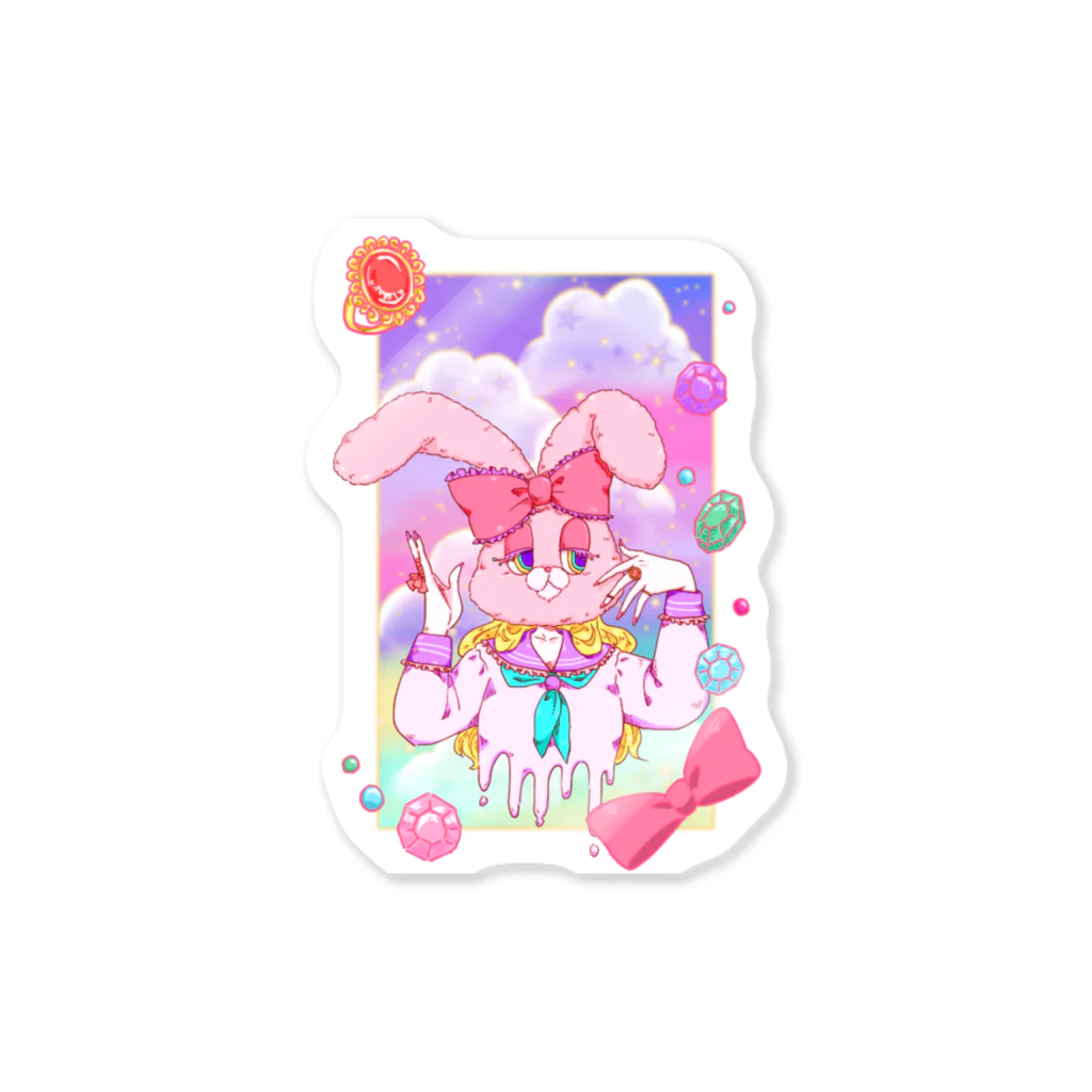 ムッチッパのうさぎ頭のゆめかわセーラー少女 Sticker