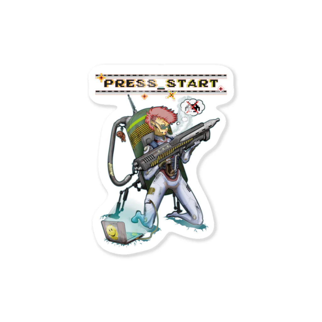 nidan-illustrationの“PRESS START” 2-#1 ステッカー