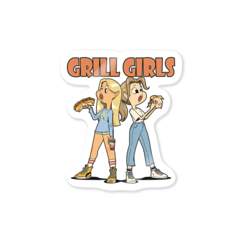nidan-illustrationの"grill girls" ステッカー