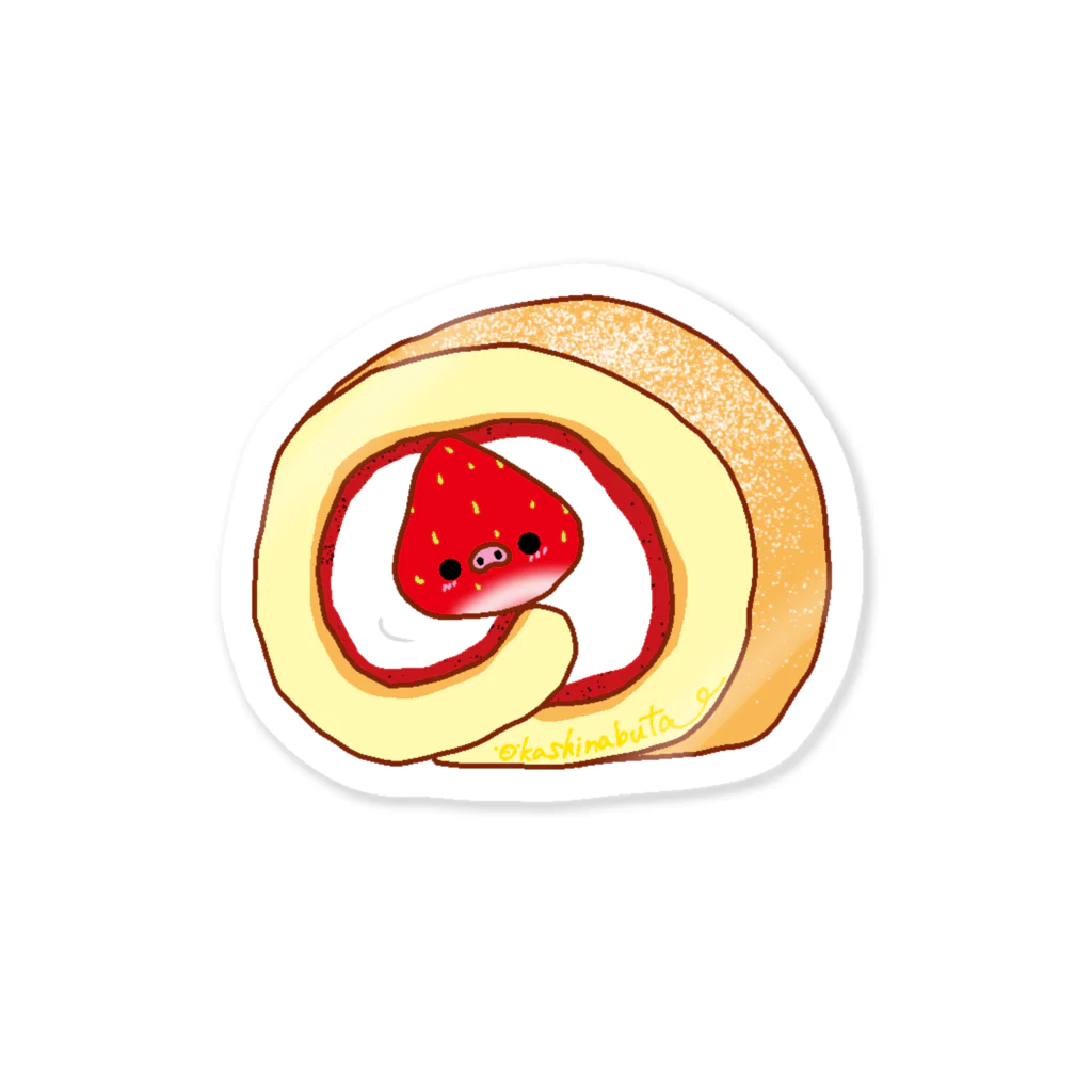 Draw freelyのいちごのロールケーキ Sticker