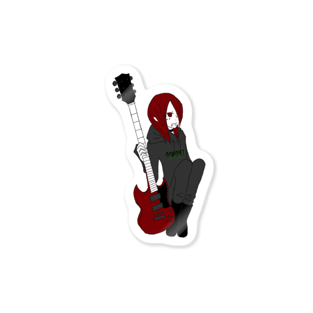 m1ne_p1xy___の赤いギターと赤い少女 ステッカー
