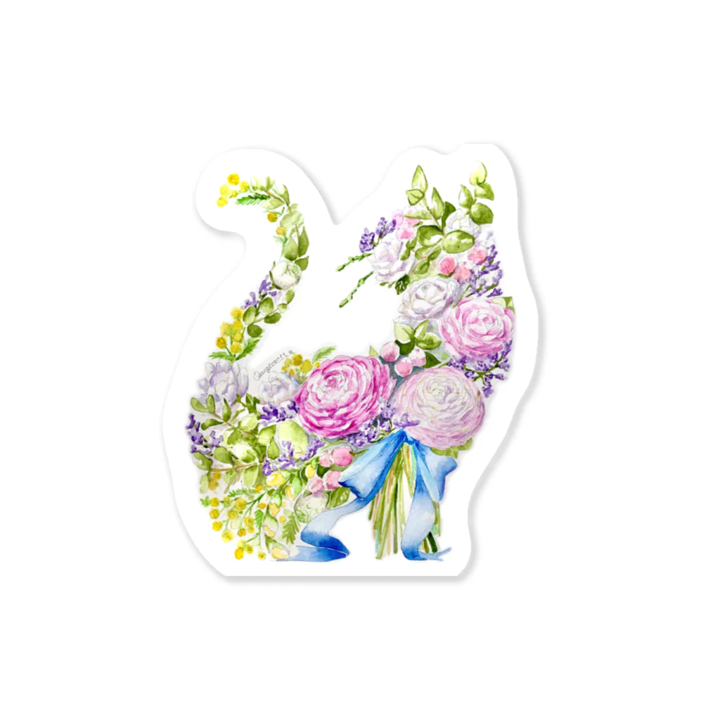 オレンジコメットのラナンキュラスの花束 Sticker