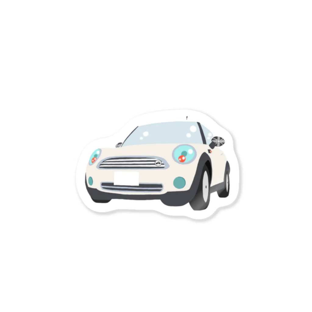 mini gecooperの可愛いペッパーホワイトな車のみきちゃん号 Sticker