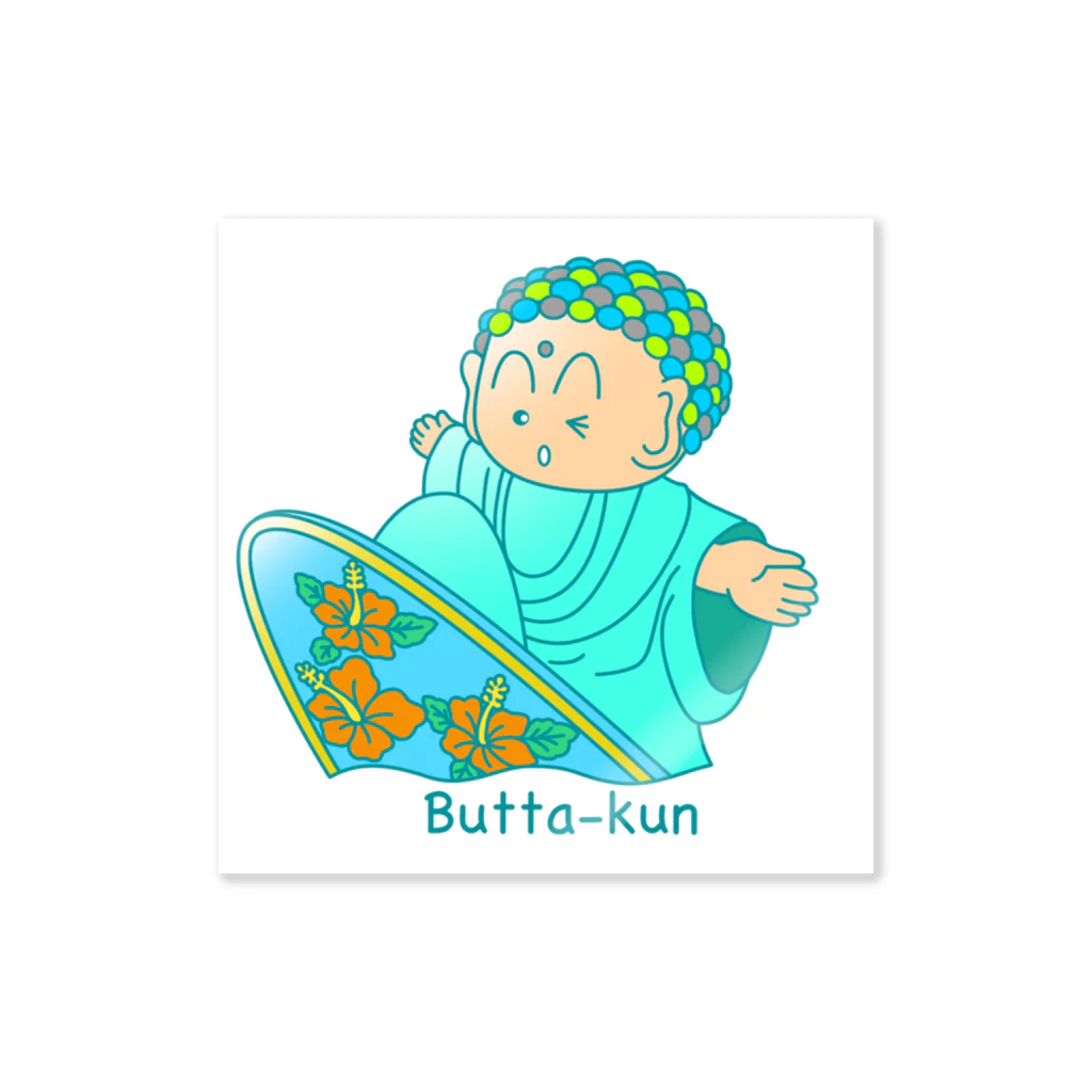 鎌倉のご当地キャラぶったくんのsurf Butta-kun(green) ステッカー