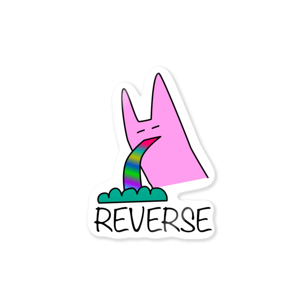 nohinonのピンクうさぎレインボーREVERSE ステッカー