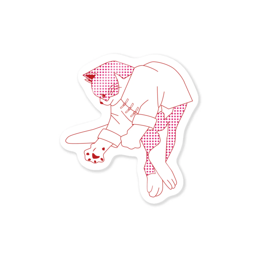 中華呪術堂（チャイナマジックホール）の【赤ドット】猫功夫(猫カンフー)  Sticker