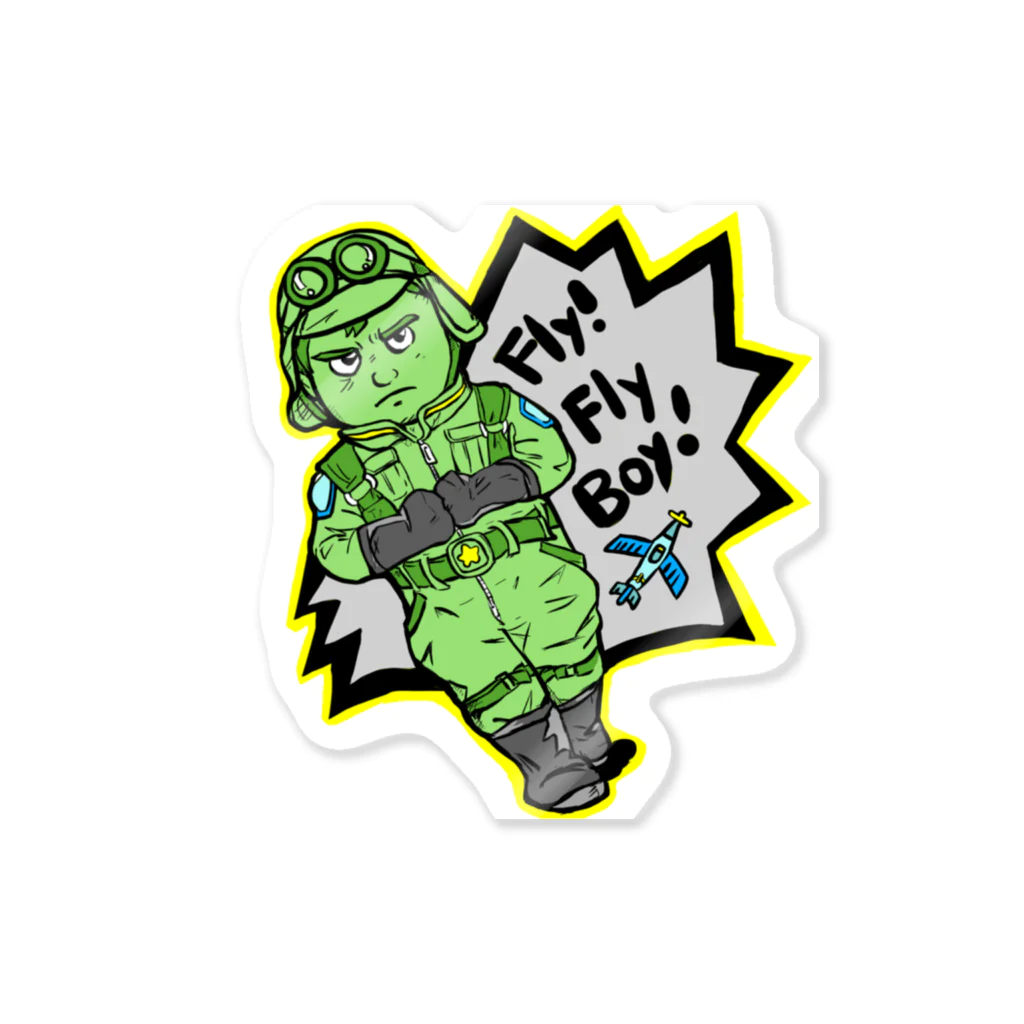 TOMMY★☆ZAWA　ILLUSTRATIONのFly! Fly Boy!  (Green) Sticker