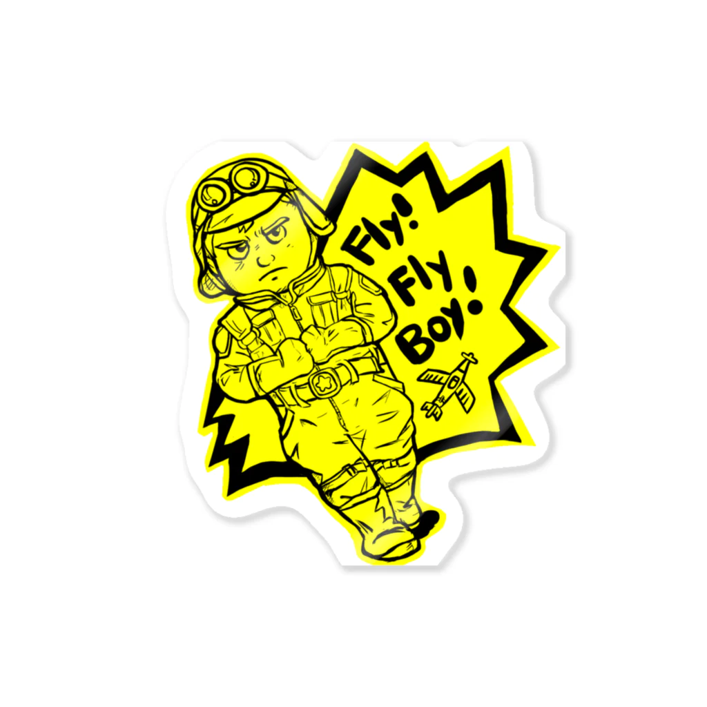 TOMMY★☆ZAWA　ILLUSTRATIONのFly! Fly Boy (イエロー) Sticker