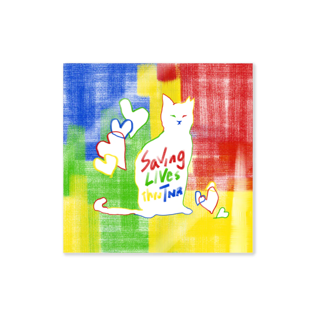 necomoの応援購入：さくらねこ（Crayon Colorful） Sticker