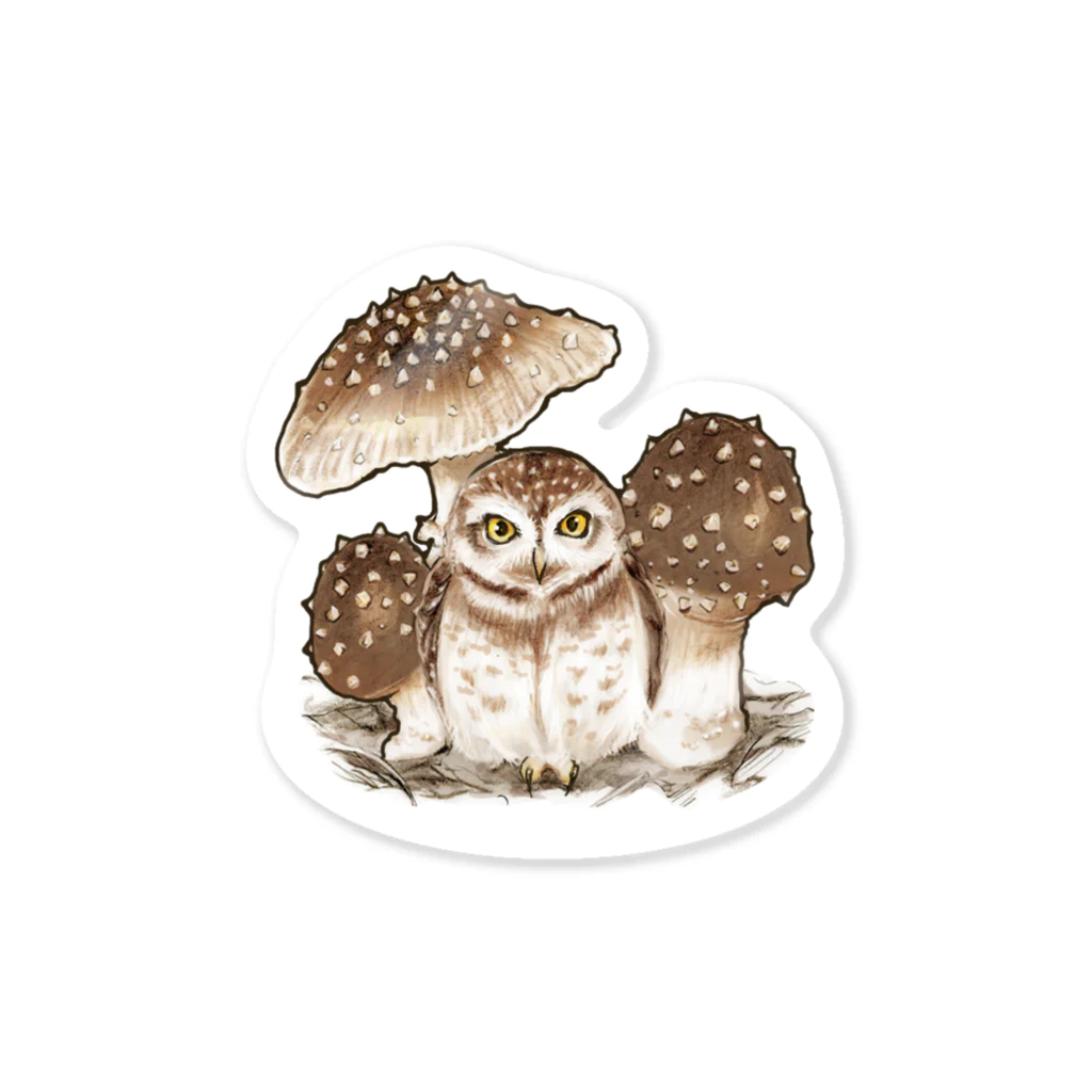 鵄　〜フクロウまみれ〜のフクロウとキノコ Sticker