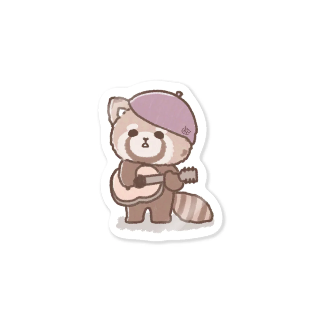 puchitomatoekakiのレッサーパンダ-ベレー帽- Sticker
