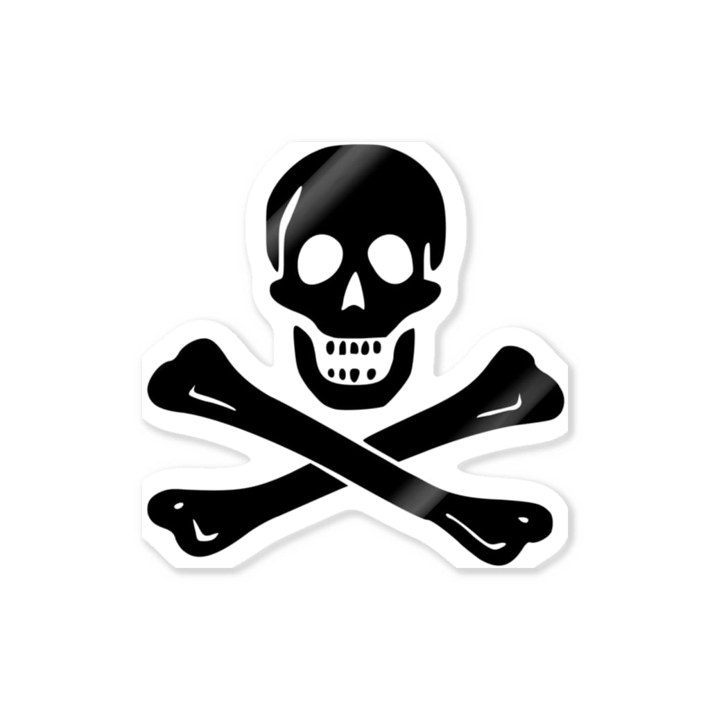 海賊旗スカル Jolly Roger サミュエル ベラミーの海賊旗 黒ロゴ Sticker By Dripped Dripped Suzuri
