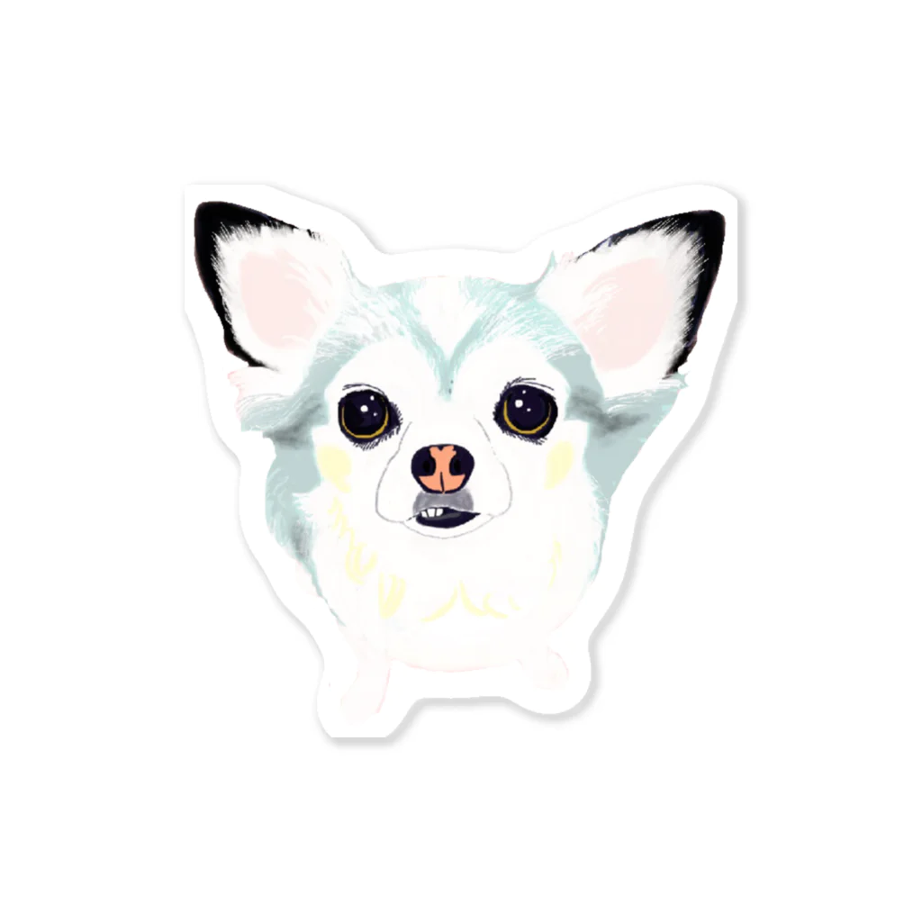 遥ん/犬顔絵　の「保護犬カフェ支援」グッズ ビビィさん Sticker