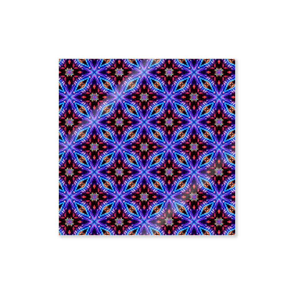 シンプルなグッズ やこ屋の(小花)紫の花の幾何学模様 ステッカー