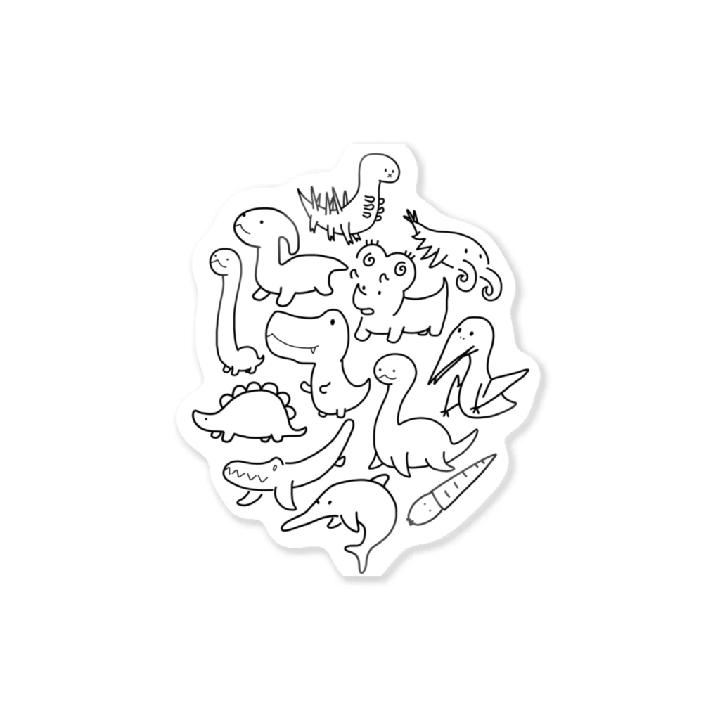 のほほんぞくの古代の生き物パラダイス（ブラック） Sticker