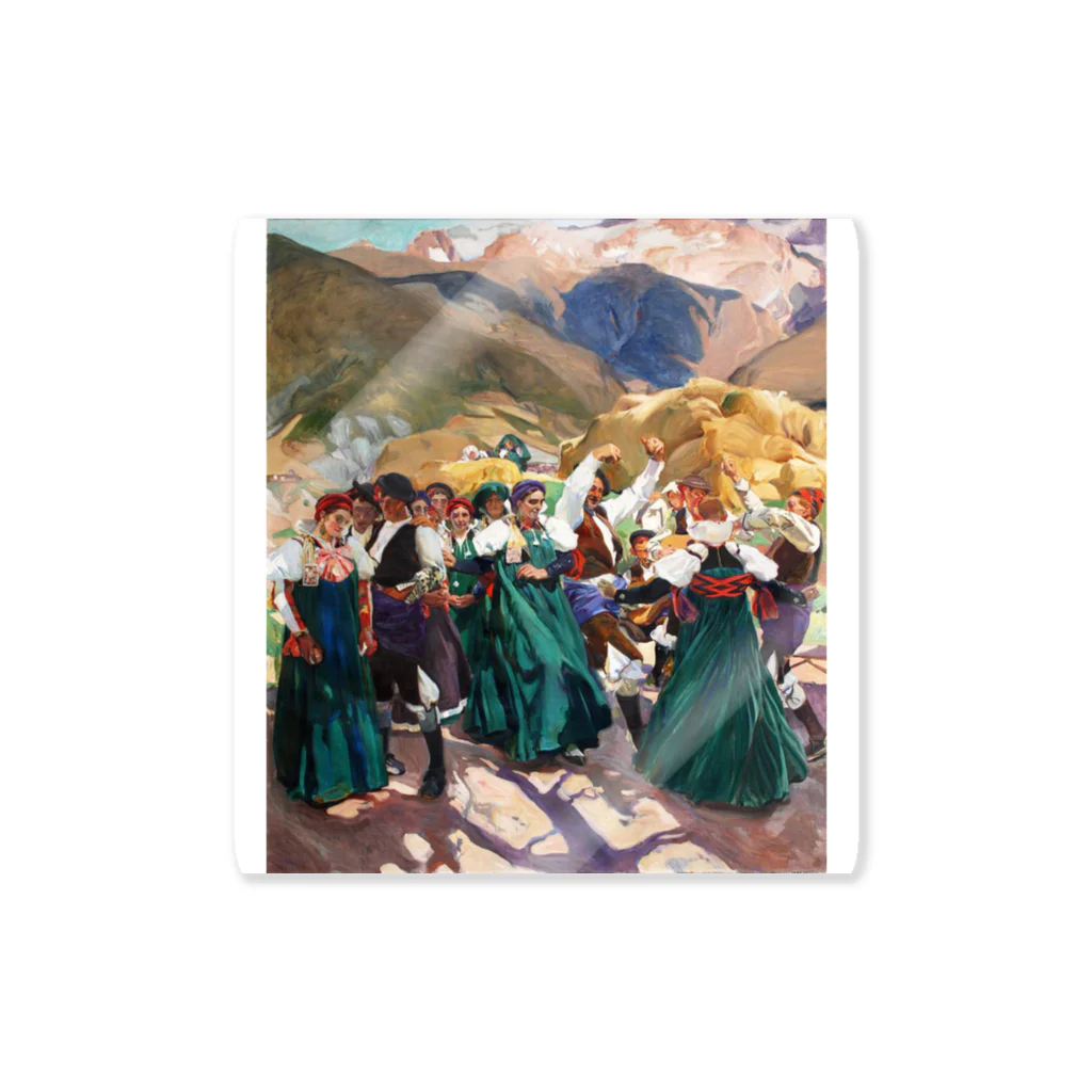 世界の絵画アートグッズのホアキン・ソローリャ 《アラゴンのホタ》 ステッカー