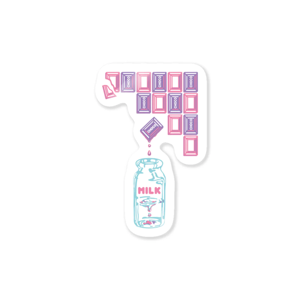 Cɐkeccooのいちごミルクチョコレート-パステル Sticker