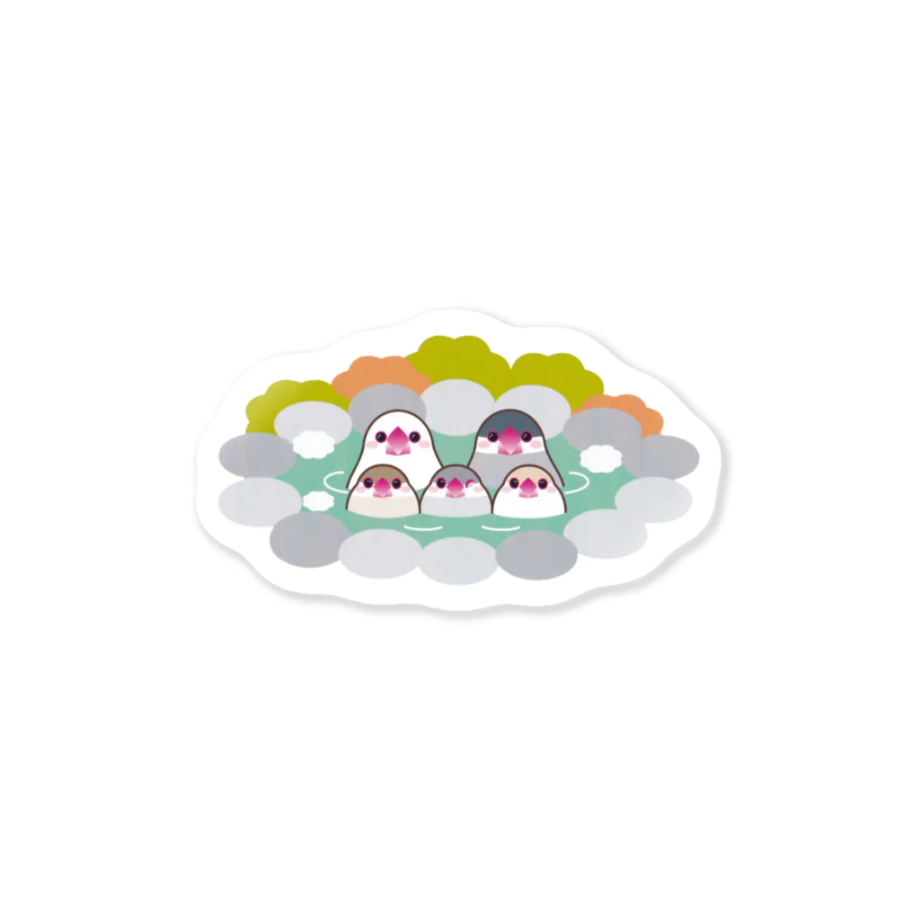 文鳥Familyの温泉に入る文鳥Family Sticker