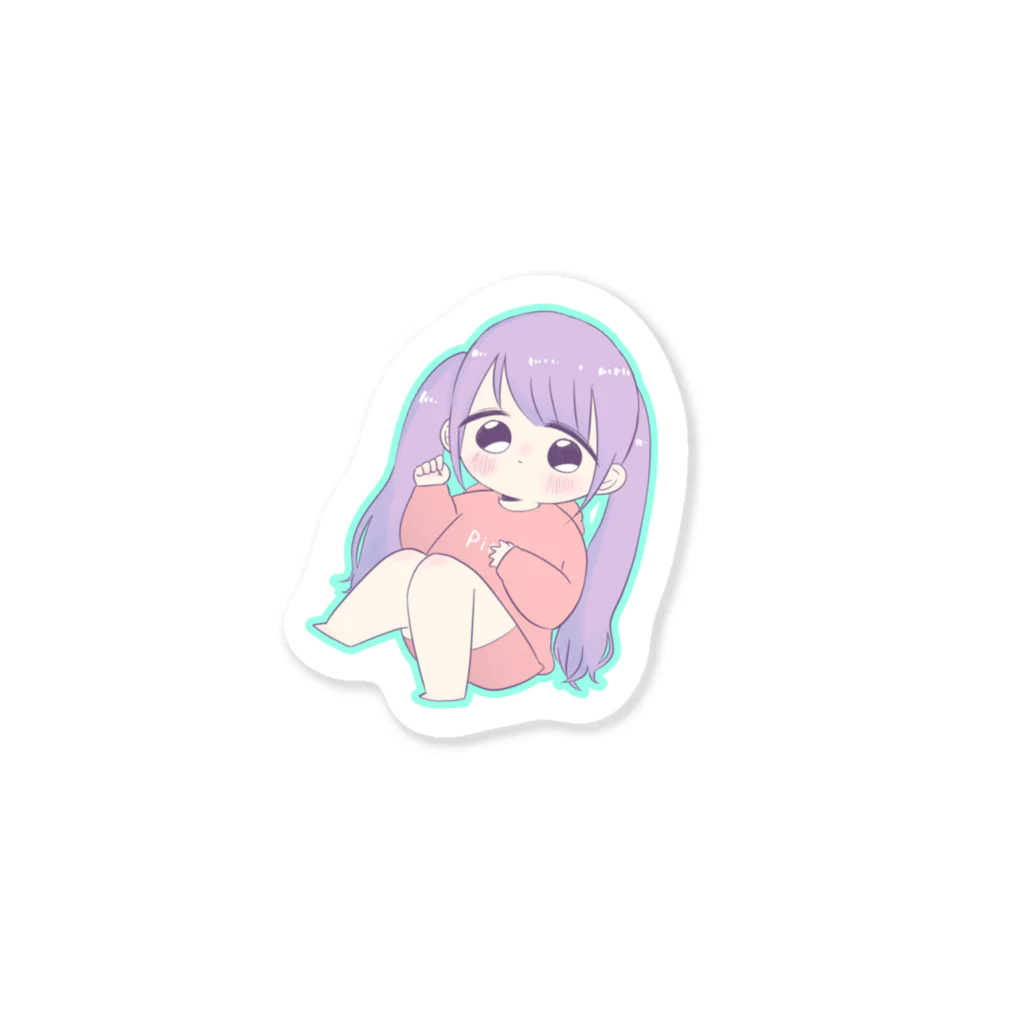 さくらのピンクのパジャマの少女 Sticker