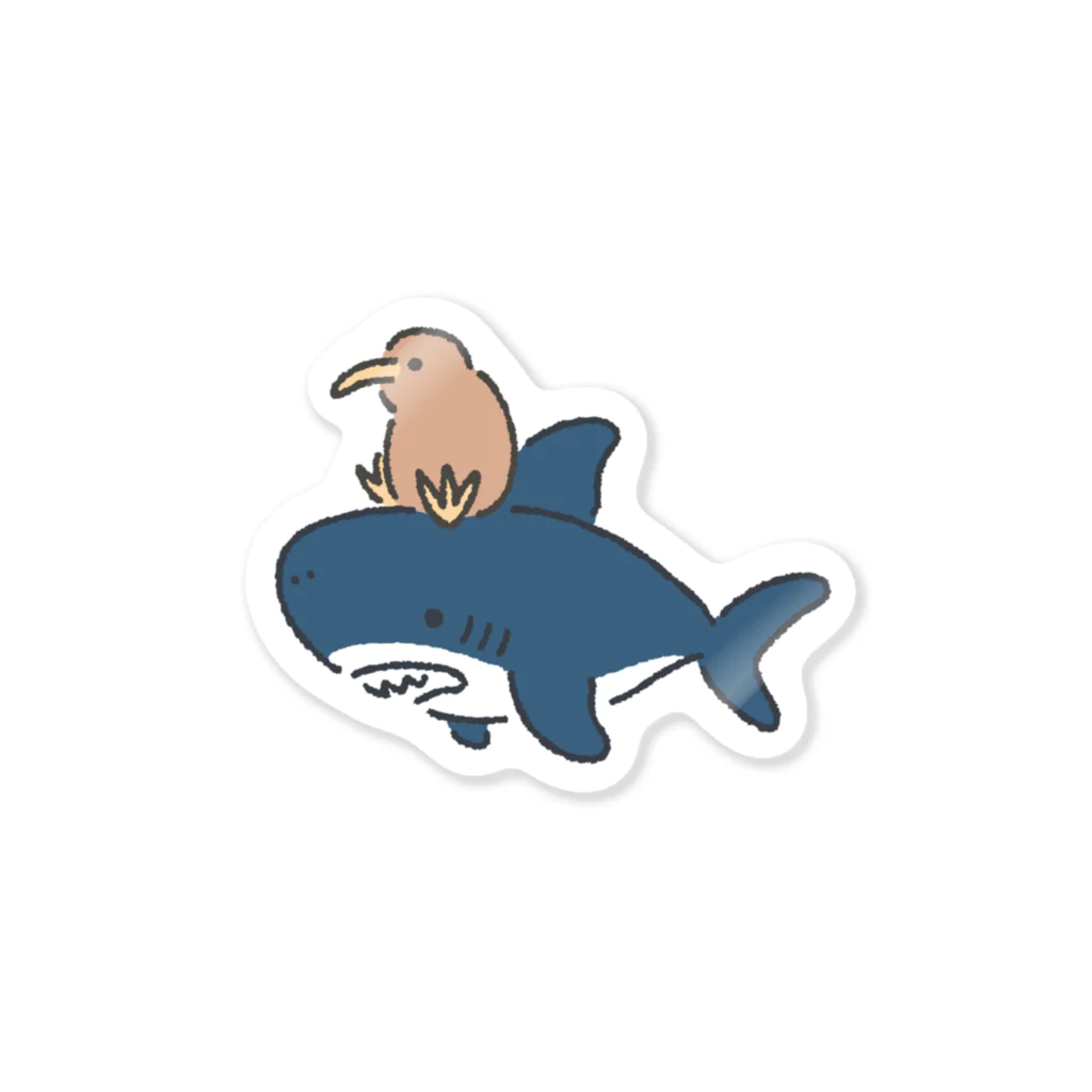 サメ わりとおもいのキーウィ・オン・シャーク Sticker