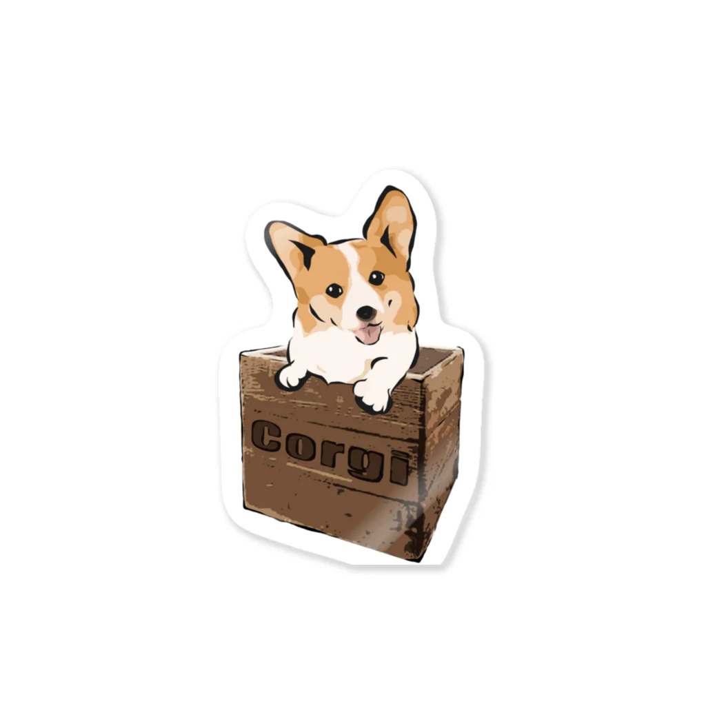 犬グッズの店しえるぶるーの箱入りコーギー Sticker