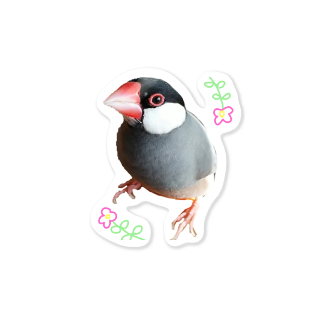 harupink🌸ペット似顔絵illustのFLOWER文鳥さん Sticker