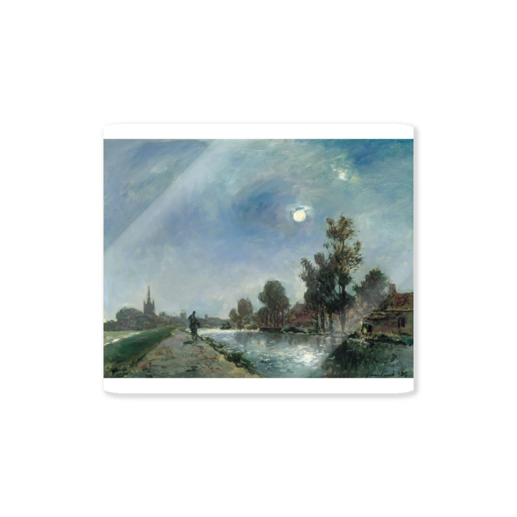 世界の絵画アートグッズのヨハン・バルトルト・ヨンキント 《オーフェルスヒー近くの曳舟道》 Sticker