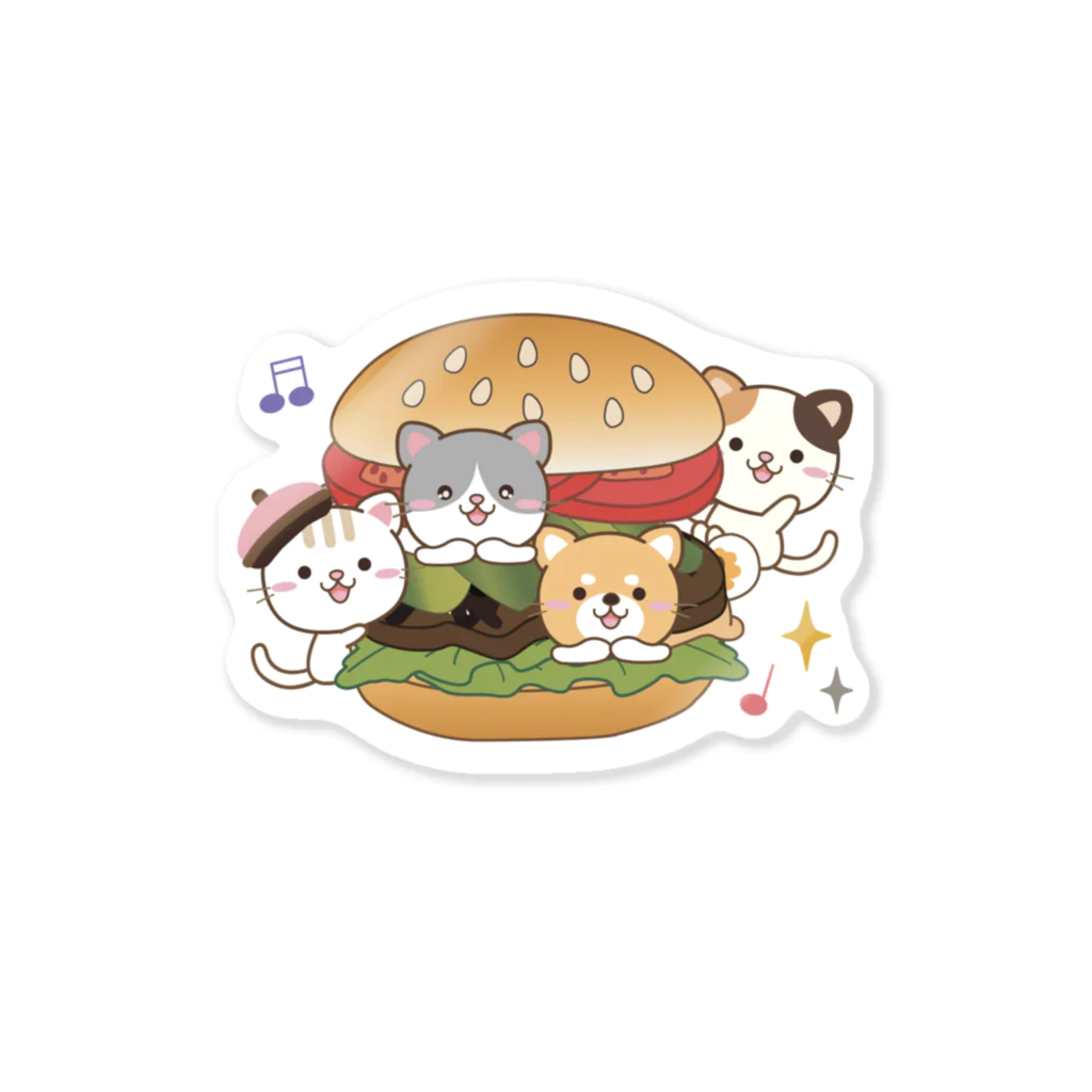 little lion house公式ショップ（大人のためのねこ）の大人のためのねことハンバーガー Sticker