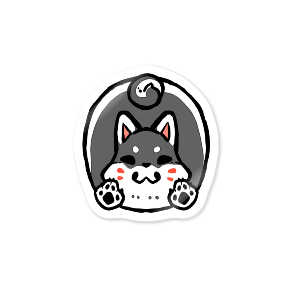 墨吉ぽち狐のふくら柴犬（黒） Sticker