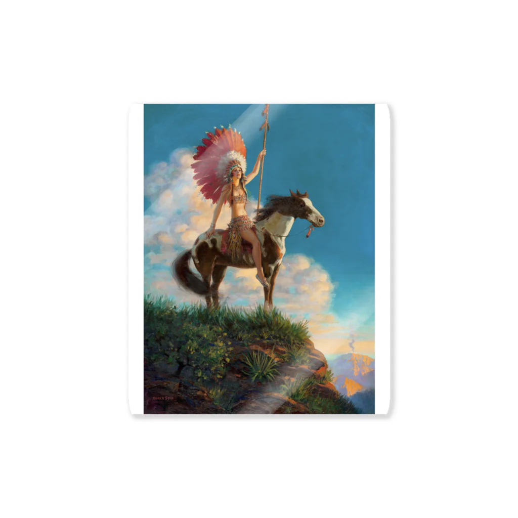 世界の絵画アートグッズのエドワード・メイソン・エグルストン《赤い羽根》 Sticker