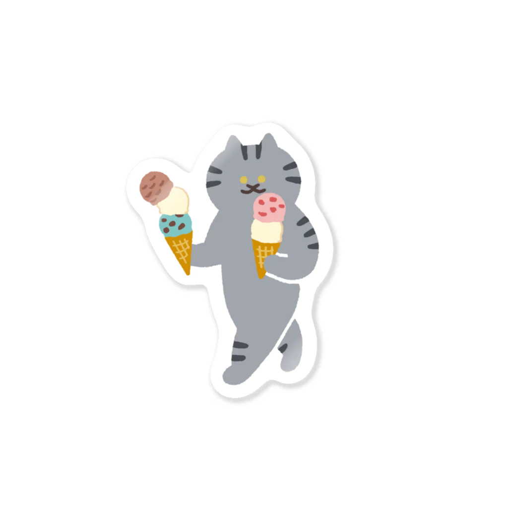 SUIMINグッズのお店のアイスクリームを慎重に運ぶねこ Sticker