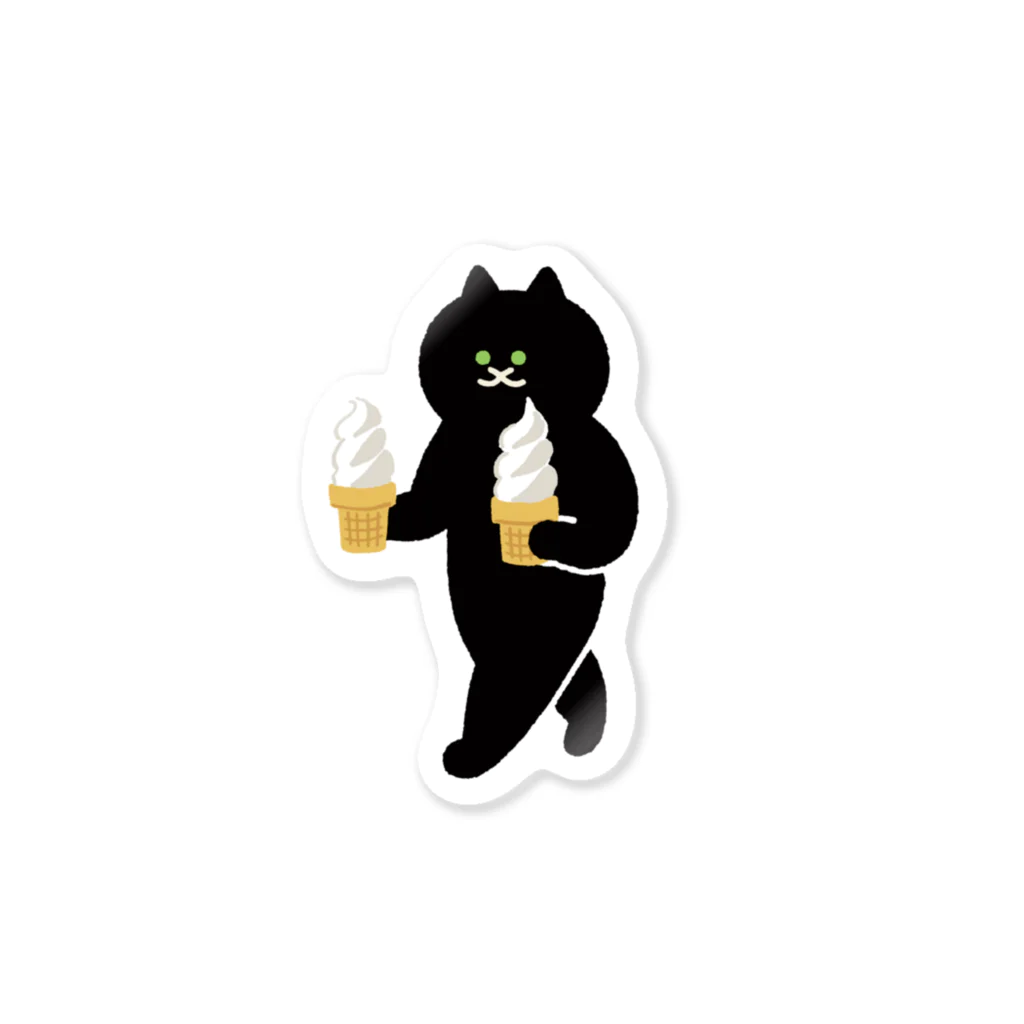 SUIMINグッズのお店のソフトクリームを急ぎめに運ぶねこ Sticker