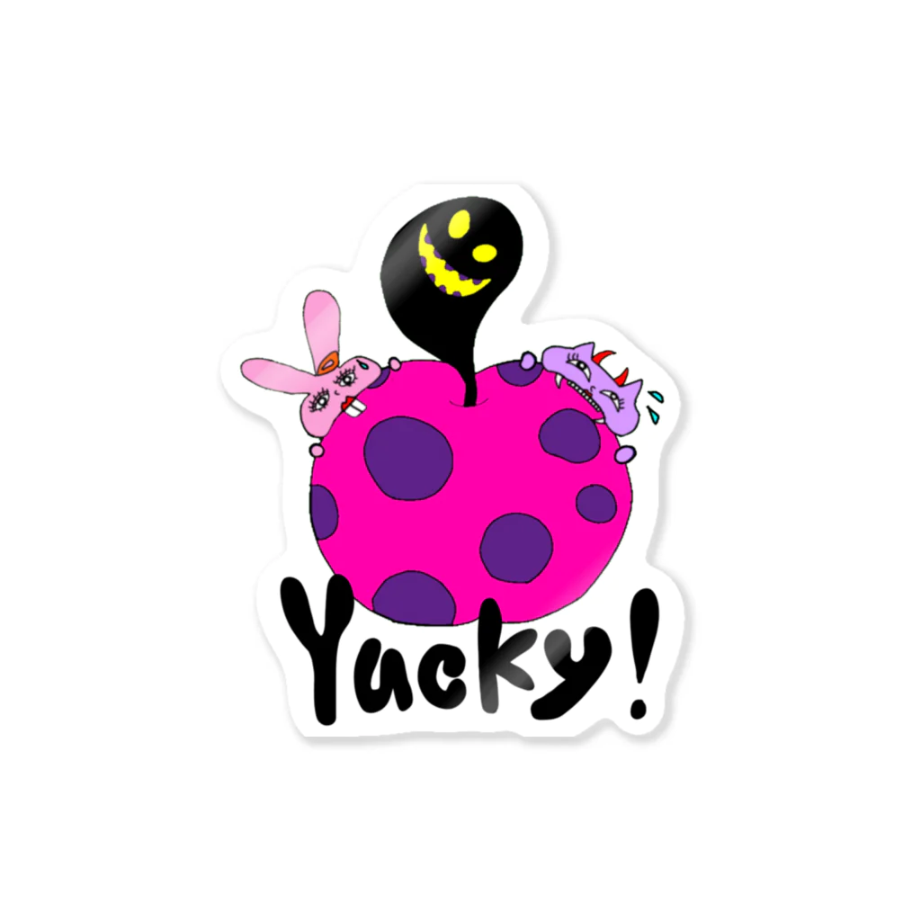 ちょりたん画伯キャラクターズショップのYucky!  かぶりつきシリーズ　毒りんご Sticker